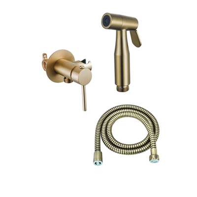 Fortifura Calvi Mitigeur Bidetset - support de douchette - flexible de douche 100cm - douchette bidet - laiton brossé