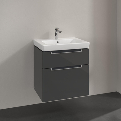 Villeroy & Boch Subway 2.0 wastafelonderkast 58.7x59cm 2 lades Glossy grey