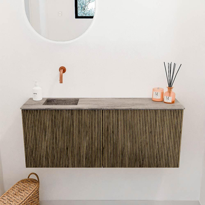 Mondiaz JOYA-DLUX 100cm toiletmeubel - kleur Dusk - Wastafel FAYE positie Links Zonder kraangat kleur Oza.
