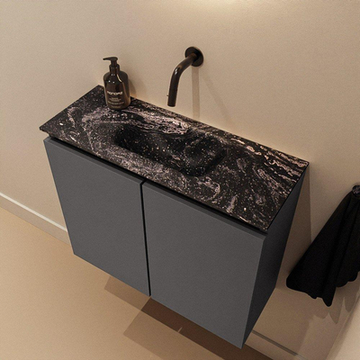 MONDIAZ TURE-DLUX meuble de toilettes 60 cm Dark Grey. Lavabo EDEN Lava position milieu. Sans trou de robinet.
