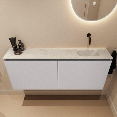 MONDIAZ TURE-DLUX Meuble toilette - 120cm - Cale - EDEN - vasque Opalo - position droite - sans trou de robinet