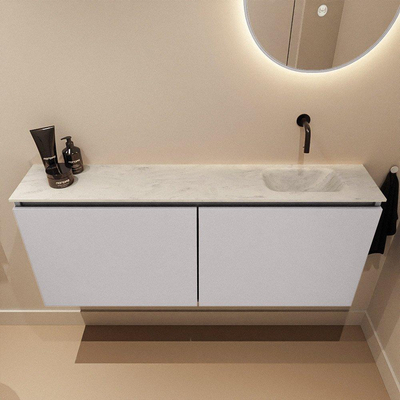 MONDIAZ TURE-DLUX meuble WC 120 cm Cale. EDEN lavabo Opalo position droite. Sans trou de robinet.