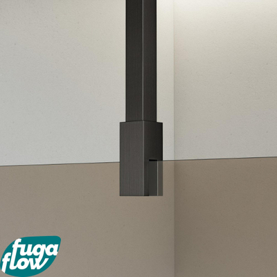 FugaFlow Eccelente Vetro Douche à l'italienne - 110x200cm - Fumé - Bras plafond - Gunmetal brossé (Anthracite)