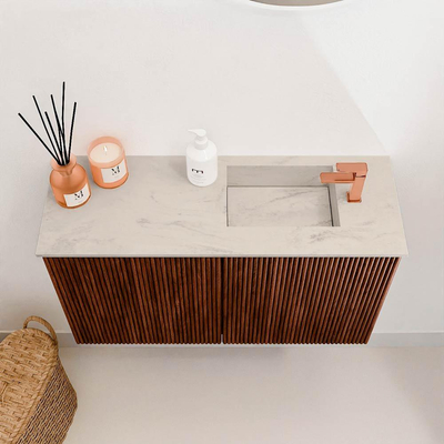 Mondiaz JOYA-DLUX Meuble de salle de bains 70cm - couleur Ruby - Vasque FAYE position Droite 1 trou de robinet couleur Opalo.
