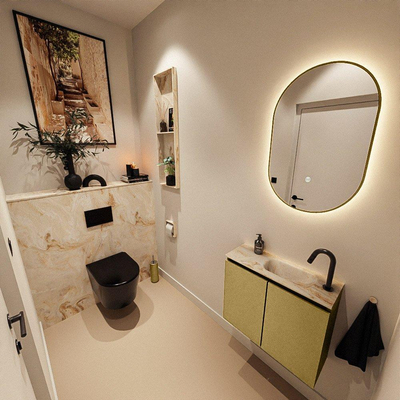MONDIAZ TURE-DLUX 60cm toiletmeubel Oro. EDEN wastafel Frappe positie rechts. Met 1 kraangat.