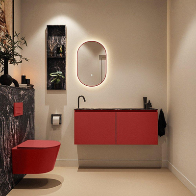 MONDIAZ TURE-DLUX Meuble toilette - 120cm - Fire - EDEN - vasque Lava - position gauche - 1 trou de robinet