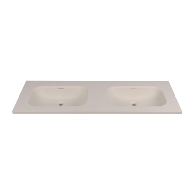 Saniclass Torino Lavabo pour meuble - 140.5x46x17.5cm - solid surface - 2 vasques - sans trou de robinetterie - blanc cassé