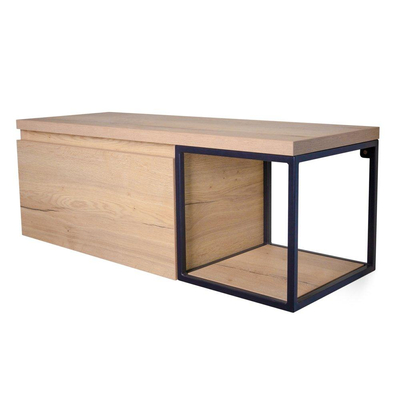 HR Badmeubelen Matrix meuble sous-lavabo 120x40x45cm avec 1 tiroir sans poignée avec profil de prise en couleur meuble chêne naturel