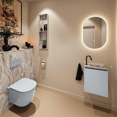 MONDIAZ TURE-DLUX Meuble de toilette 40cm Clay. Lavabo EDEN Glace position droite. Avec 1 trou de robinet.