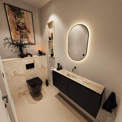 MONDIAZ TURE-DLUX Meuble toilette - 120cm - Urban - EDEN - vasque Frappe - position centrale - sans trou de robinet