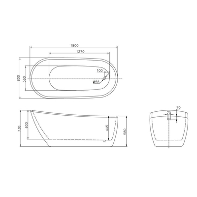 Best Design Color Croco vrijstaand bad 180x80x73cm