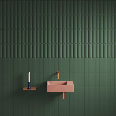 Clou Flush 3 lave-mains 36x18cm sans trou de robinet à droite rose mat cér.