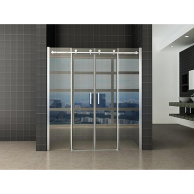 Wiesbaden Slide Porte coulissante double pour niche 1800 x 2000 x 8 mm verre clair nano chrome