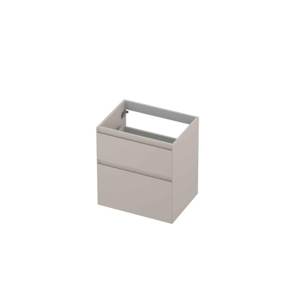 INK Wastafelonderkast - 60x45x65cm - 2 lades - greeploos - MDF lak - Mat kasjmier grijs
