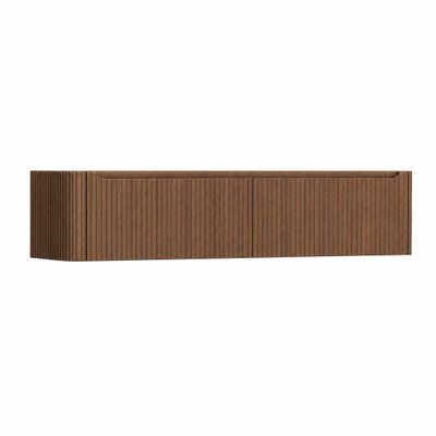 H&R Badmeubelen Juice Wastafelonderkast - 180x45x40cm - linkerhoek afgerond - 3D-front - 2 lades - geïntegreerde greep - dark oak
