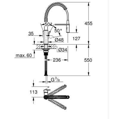 Grohe Get Keukenkraan - hoog - 2 straalsoorten - met profesionele handdouche - chroom