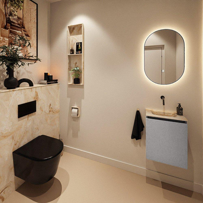 MONDIAZ TURE-DLUX Meuble toilette - 40cm - Plata - EDEN - vasque Frappe - position centrale - sans trou de robinet