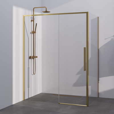 BRAUER Season cabine de douche - 160x90x200cm - porte coulissante - verre transparent - réversible - revêtement de verre - or