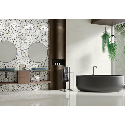 SAMPLE STN Cerámica Crisp carrelage de sol et de mur Terrazzo White (Blanc)