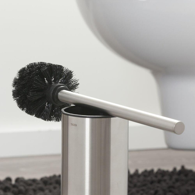 Tiger Colar Brosse de toilette avec support autoportant acier inoxydable brossé 9.3x38.4x9.3cm