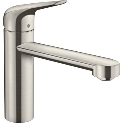 Hansgrohe M42 M421-H120 Mitigeur de cuisine 1 trou avec bec pivotant à 360° en acier inoxydable