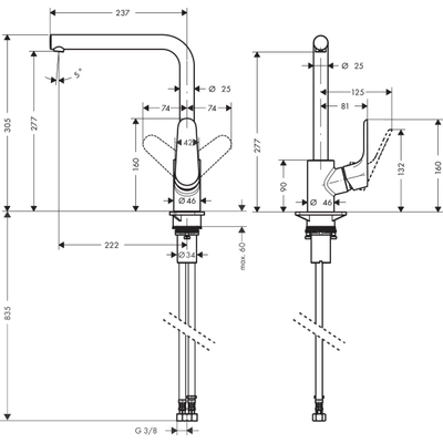 Hansgrohe Focus m41 Eengreeps keukenmengkraan - 280 - ecosmart - hoogglans chroom
