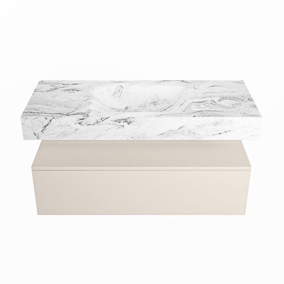 MONDIAZ ALAN - DLUX Badkamermeubelset - 110cm - onderkast - Linen - 1 lade - vrijhangende wastafel - wasbak midden - 0 kraangaten - Glace