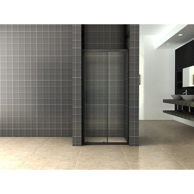 Wiesbaden Skyline Nis schuifdeur - 140x200cm - 8mm - nano helder glas - mat zwart