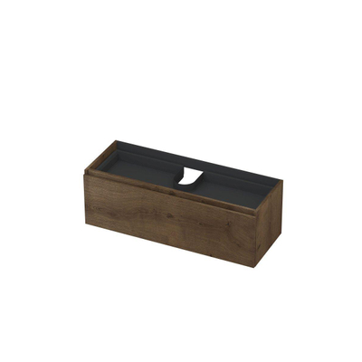 INK Wastafelonderkast - 120x45x40cm - 1 lade - greeploos - met houten keerlijst - MDF - Chocolate