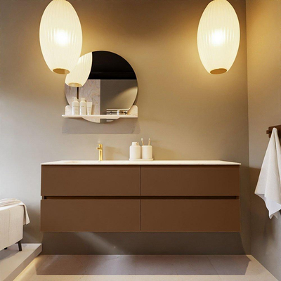 Mondiaz VICA-DLUX ensemble de meuble de salle de bain - 150cm - meuble sous-vasque reposant - 4 tiroirs - lavabo encastré cloud gauche - 1 trou de robinet - version haute de 60cm - ostra