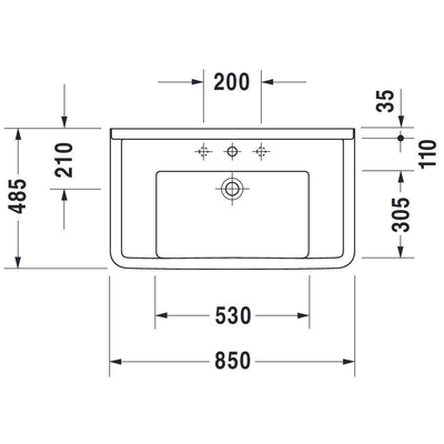 Duravit Starck 3 lavabo meuble 85 x 49 cm. blanc