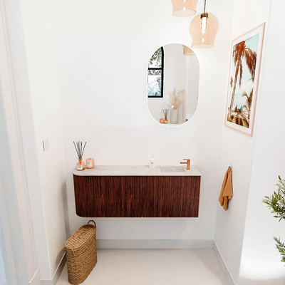 Mondiaz JOYA-DLUX 111.6cm toiletmeubel - ronding links kleur Ruby - Wastafel FAYE positie Rechts 1 kraangat kleur Ostra.