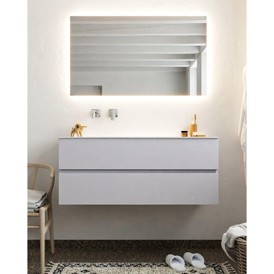 Mondiaz VICA ensemble de meuble de salle de bain - 120cm - meuble sous-vasque cale - 2 tiroirs - lavabo moon gauche - sans trou de robinet - miroir LED - version XL 60cm de haut