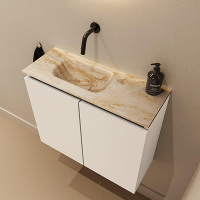 MONDIAZ TURE-DLUX 60cm toiletmeubel Talc. EDEN wastafel Frappe positie links. Zonder kraangat.
