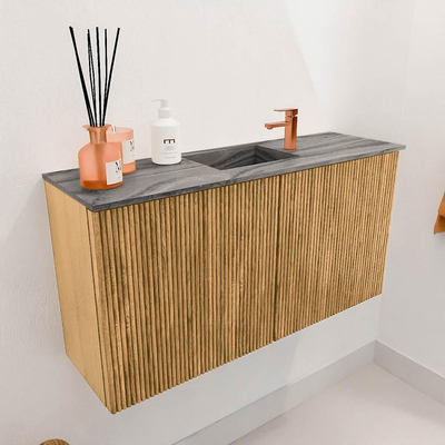 Mondiaz JOYA-DLUX 80cm meuble de salle de bains - couleur Oak - Vasque FAYE position Milieu 1 trou de robinet couleur Sombra.