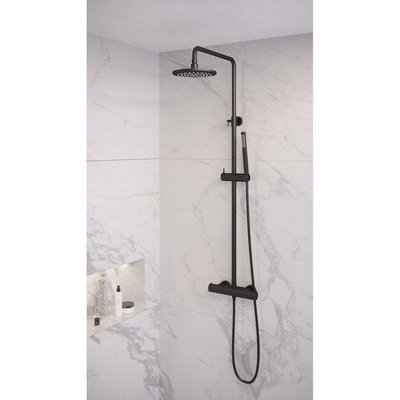 BRAUER Black Edition opbouw regendoucheset – Ø20 cm hoofddouche – glijstang – staafhanddouche – glijstang 145 cm