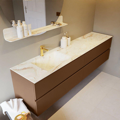 Mondiaz VICA-DLUX ensemble de meuble de salle de bain - 200cm - meuble sous-vasque reposant - 4 tiroirs - lavabo encastré cloud gauche - 1 trou de robinet - version haute de 60cm - frape