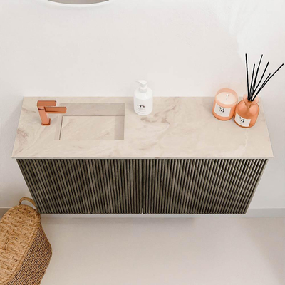 Mondiaz JOYA-DLUX 80cm toiletmeubel - kleur Shadow - Wastafel FAYE positie Links 1 kraangat kleur Frappe.