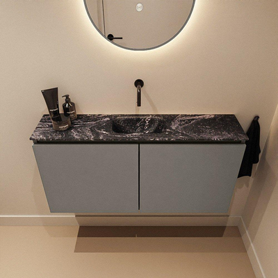 MONDIAZ TURE-DLUX 100cm toiletmeubel Smoke. EDEN wastafel Lava positie midden. Zonder kraangat.