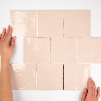Terravito Viondo wandtegel - 13x13cm - 8mm - vierkant - glans roze