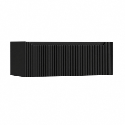 H&R Badmeubelen Juice Wastafelonderkast - 120x45x40cm - rechterhoek afgerond - 3D-front - 1 lade - geïntegreerde greep - zwart mat
