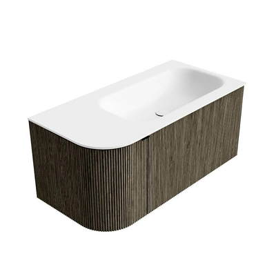 Mondiaz KURVE Ensemble meuble de salle de bains - 95x46x40cm - 1 tiroir - 1 porte - lavabo solid surface - droit - 1 trou de robinet - Shadow