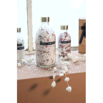 Wellmark Giftbox Badzout 3-delig - Helder Glas - Messing Dop - JUST RELAX SHOWROOMMODEL