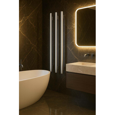 Hotbath &MORE Handdoekradiator - 57x115cm - rond - 3 stangen - verticaal - met schakelaar - chroom