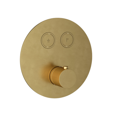 Hotbath Cobber Afbouwdeel inbouwthermostaat - met 2 pushbuttons geborsteld messing - PVD - (goud)