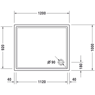 Duravit Starck Slimline Kunststof douchebak acryl rechthoekig - 120x100x5.5cm - zonder poten - wit