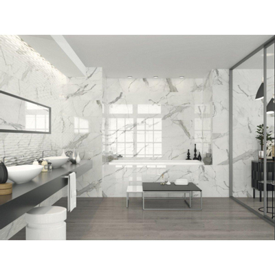Terravito Alpuro carreau mural - 40x120cm - 10mm - Rectangulaire - rectifié - Aspect marbre - Blanc/noir brillant