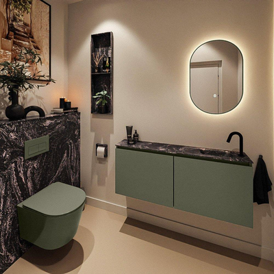 MONDIAZ TURE-DLUX meuble WC 120cm Army. Lavabo EDEN Lava position à droite. Avec 1 trou de robinet.