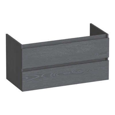 BRAUER Joy wastafelonderkast - 100x46x50cm - 2 softclose lades - greeploos - 1 sifon uitsparing - Timber Grey