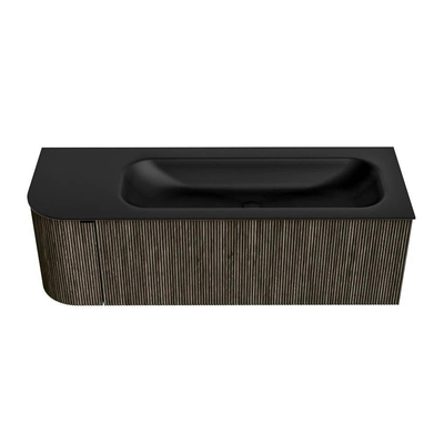 Mondiaz KURVE Ensemble de meuble de salle de bains - 135x46x40cm - 1 tiroir - 1 porte - lavabo solid surface - droit - sans trou de robinet - Shadow